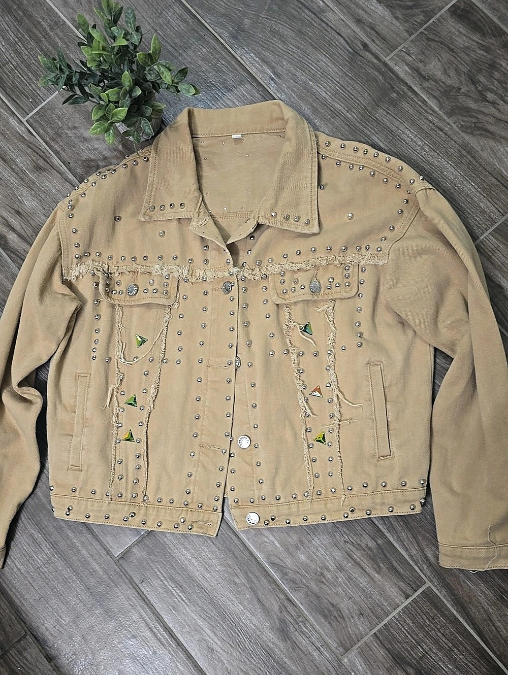 Studded Embellished Cotton Jacket Size Large